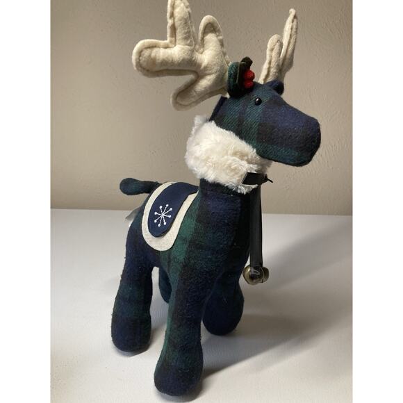 Christmas Plush Plaid Reindeer Standing Decor Holiday - Picture 1 of 6